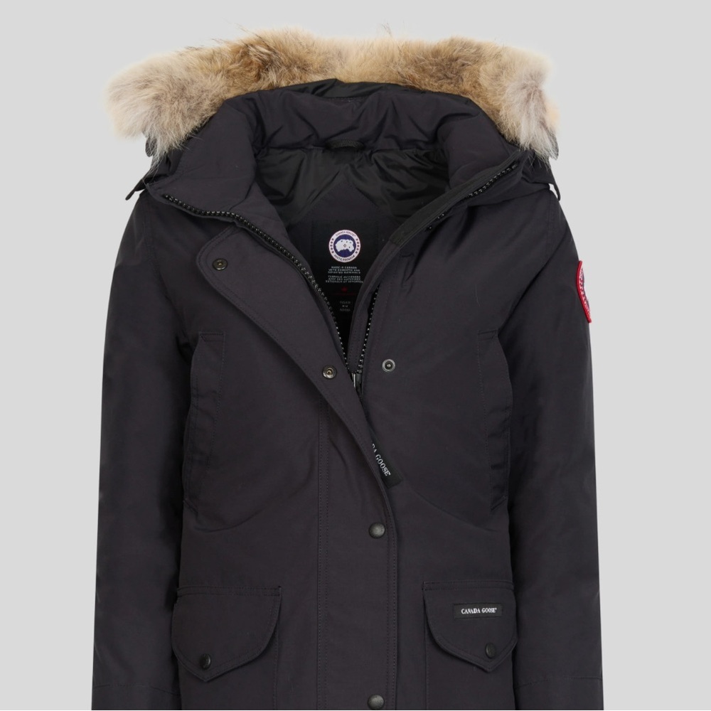 Black Hooded Canada Goose Parka with Fur Trim